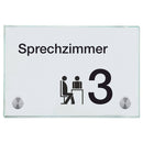 Praxisschild aus Glas Sprechzimmer 3 3