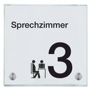 Praxisschild aus Glas Sprechzimmer 3 5