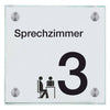 Praxisschild aus Glas Sprechzimmer 3  in 100x150 mm oder 150x150 mm