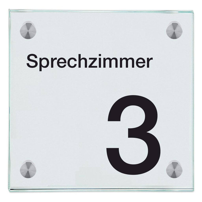 Praxisschild aus Glas Sprechzimmer 3 2