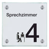 Praxisschild aus Glas Sprechzimmer 4  in 100x150 mm oder 150x150 mm