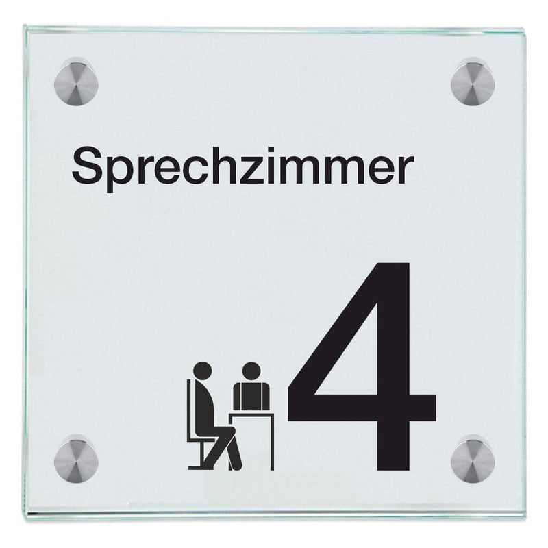 Praxisschild aus Glas Sprechzimmer 4 1