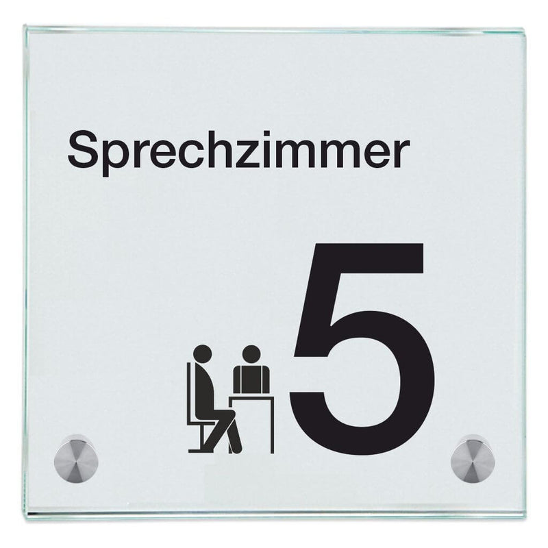 Praxisschild aus Glas Sprechzimmer 5 1