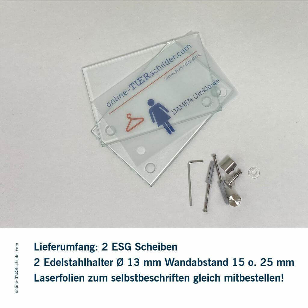 Praxisschild aus Glas freie Textwahl mit 2 oder 4 Haltern Praxisschild aus 2