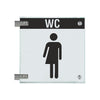 Fahnenschilder Gender WC mit Balken, 2 Scheiben mit Glasverbinder