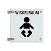 Fahnenschilder Wickelraum Piktogramm und Text, 2 Scheiben mit Glasverbinder