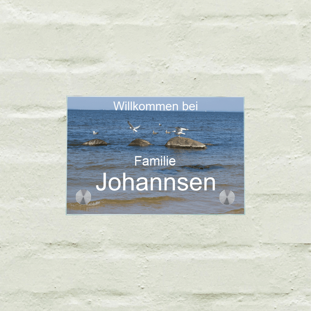Familienschild Möwenfoto personalisiert