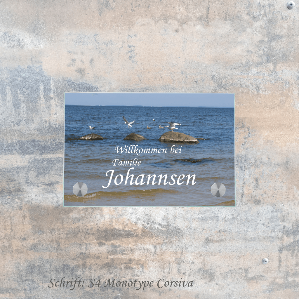 Familienschild Möwenfoto personalisiert