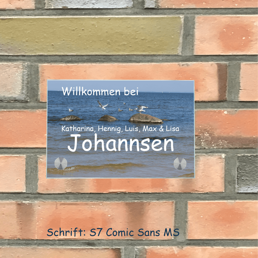 Familienschild Möwenfoto personalisiert
