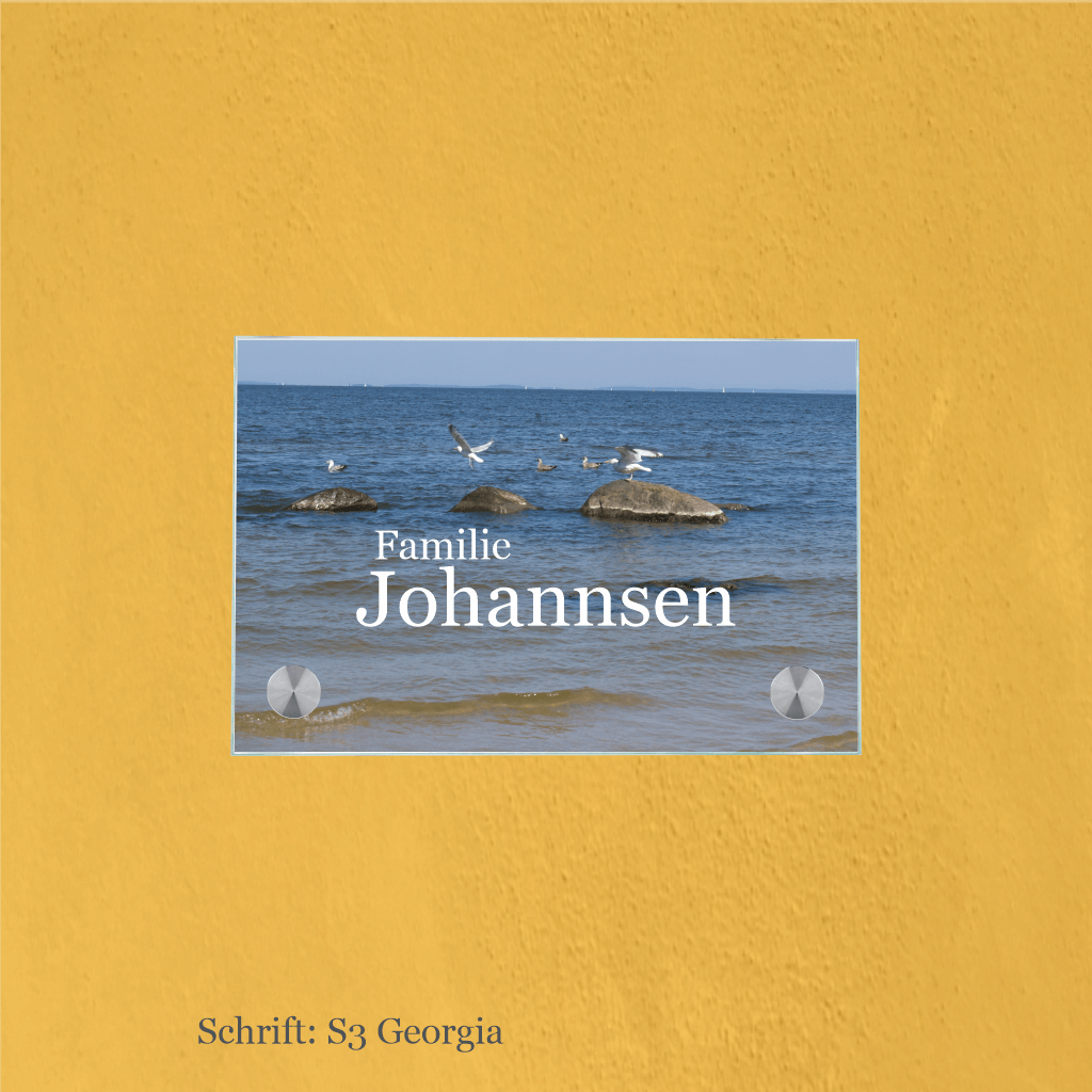 Familienschild Möwenfoto personalisiert