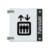 Fahnenschild Fahrstuhl mit Balken, 2 Scheiben mit Glasverbinder