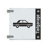 Fahnenschilder Tiefgarage mit Balken, 2 Scheiben mit Glasverbinder