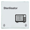 Praxisschild aus Glas Sterilisator  in 100x150 mm oder 150x150 mm