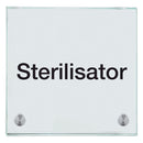 Praxisschild aus Glas Sterilisator mit 2/4 Haltern Praxisschild aus Glas 2