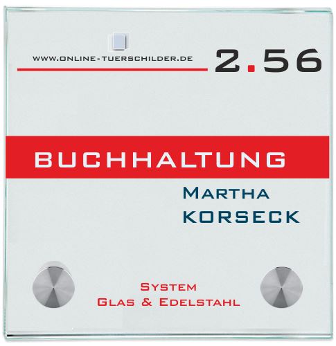 Staffel Elegantes Türschilder aus Glas mit 2 Haltern aus Edelstahl WA 15/25 mm PPLR_HIDDEN_PRODUCT online-tuerschilder.com 