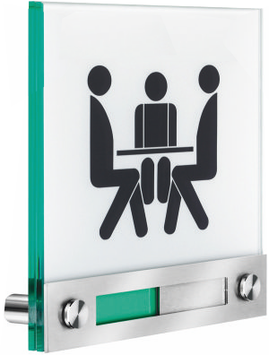 Türschild für Ihr Büro aus Glas mit 2 Haltern astr