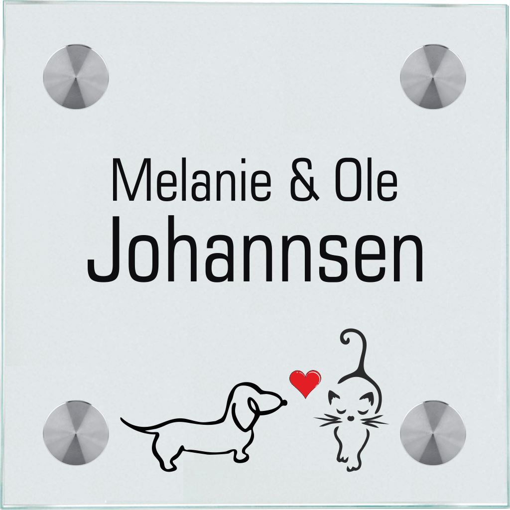 Namensschilder Dog love Cat 1