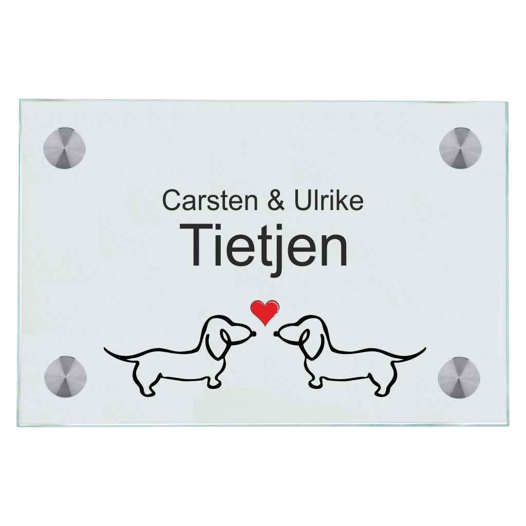 Haustürschilder Hund love 2 personalisiert Haustürschild Hund love 2 online-tuerschilder.com 