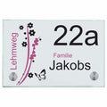 Haustürschilder Bunte Blumen mit Ihrem Wunschnamen (3 Entwürfe per Mail) - Namensschild Haustürschild Bunte Blumen online-tuerschilder.com 100x150mm (A6) Fuchsia 