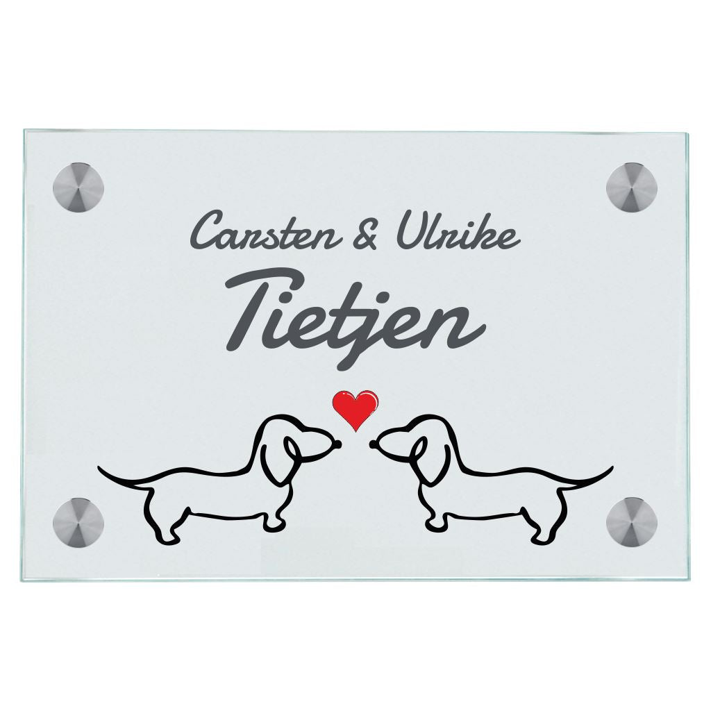 Haustürschilder Hund love 2 personalisiert Haustürschild Hund love 2 online-tuerschilder.com 