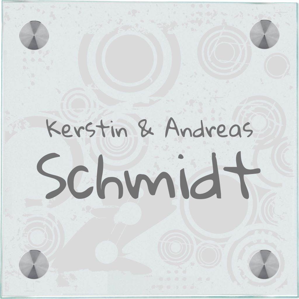 Namensschild Background Grafik mit Ihrem Wunschnamen (3 Entwürfe per Mail) Haustürschild Background Grafik online-tuerschilder.com 130x130mm Grau