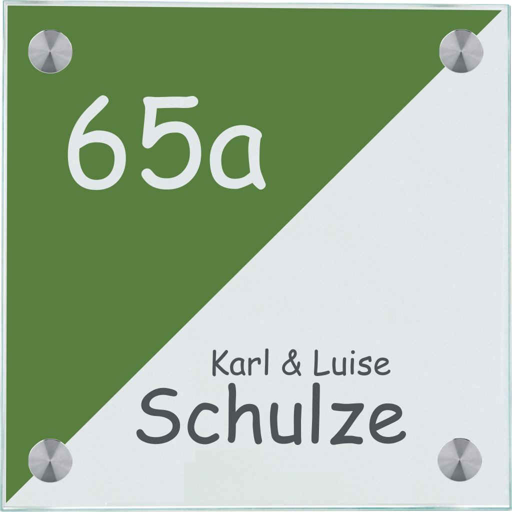 Haustürschilder Diagonal personalisiert Haustürschild Diagonal online-tuerschilder.com 130x130mm Grün 