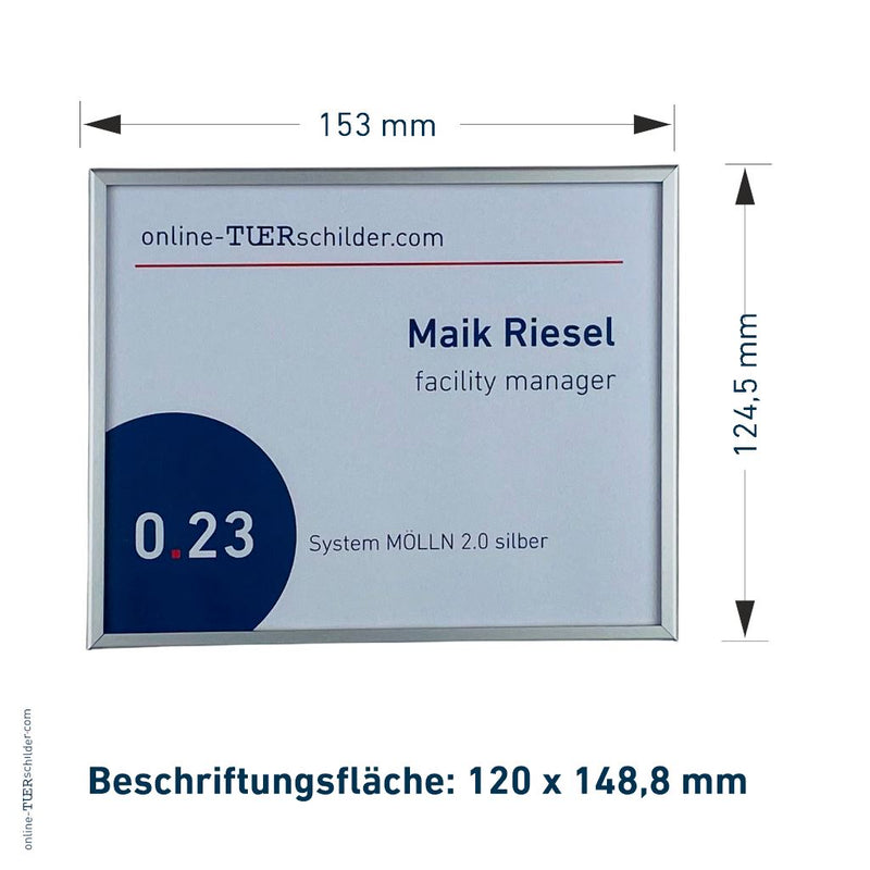 Türschild für Ihr Büro Mölln 2.0 - mit Alu-Rahmen, PET-Abdeckplatte - Türschilder Mölln