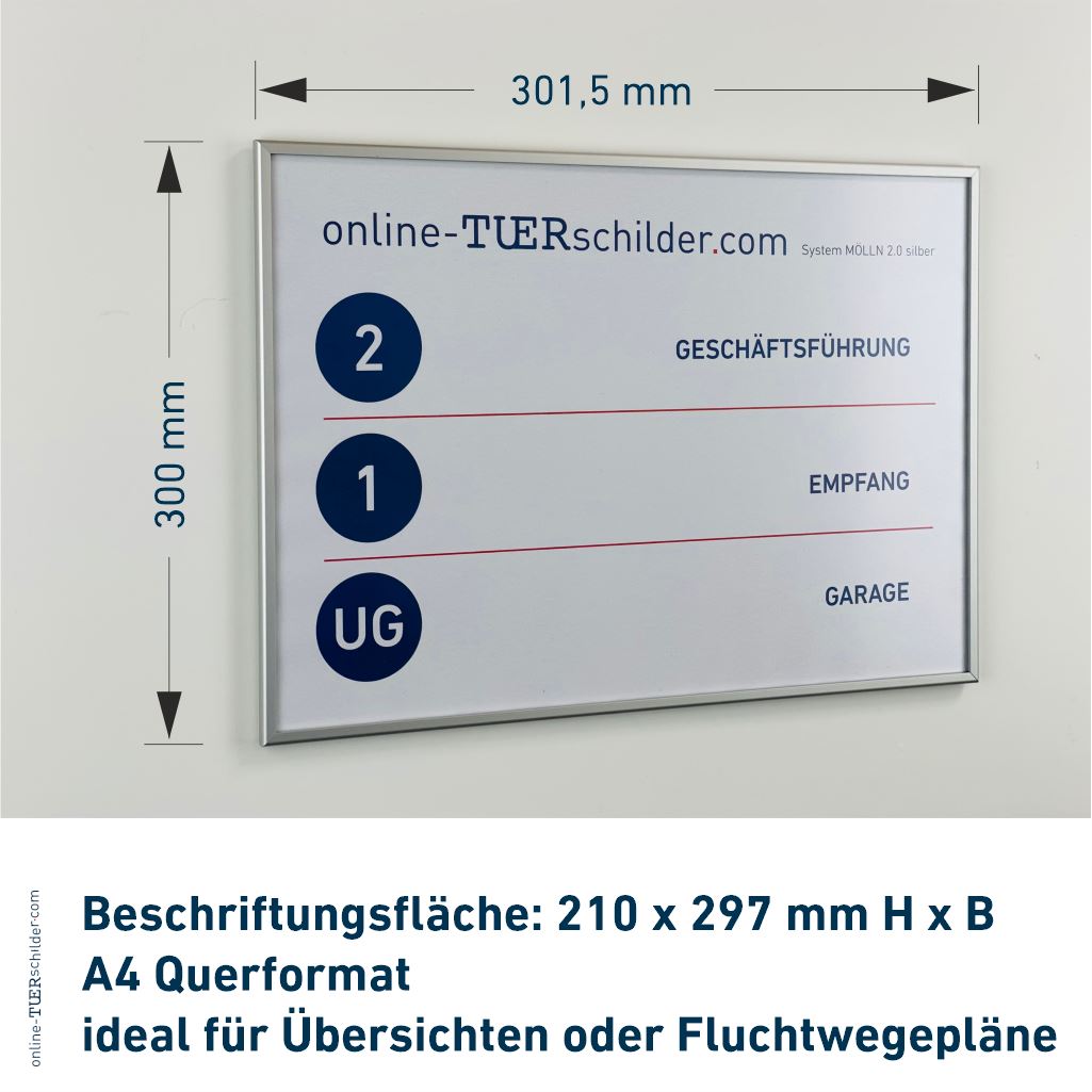 Türschild für Ihr Büro Mölln 2.0 - mit Alu-Rahmen, PET-Abdeckplatte - Türschilder Mölln - 5