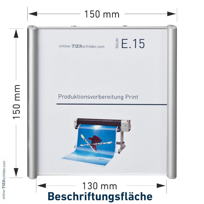 Türschild für Ihr Büro Marne - mit Alu-Profil, Acrylglas, schneller Textwechsel - 150 x 150 mm 