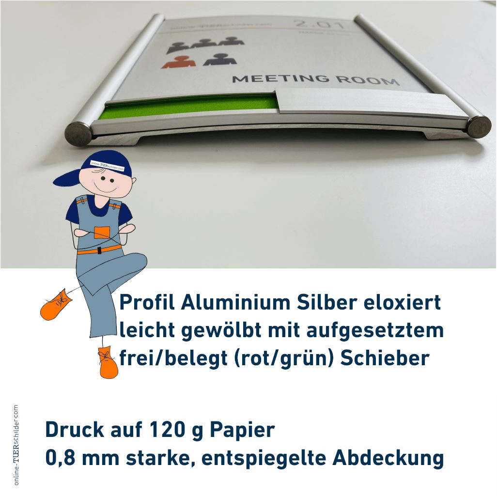 Frei besetzt Schilder Marne de Luxe - mit gewölbtem Alu-Profil und Abschlussteilen aus Aluminium 2