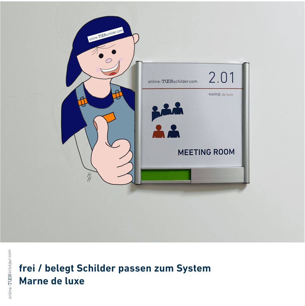 Frei besetzt Schilder Marne de Luxe - mit gewölbtem Alu-Profil und Abschlussteilen aus Aluminium Frei besetzt Schild Marne de Luxe gewölbt Alu-Profil online-tuerschilder.com 