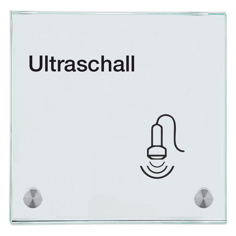 Praxisschild aus Glas Ultraschall 1