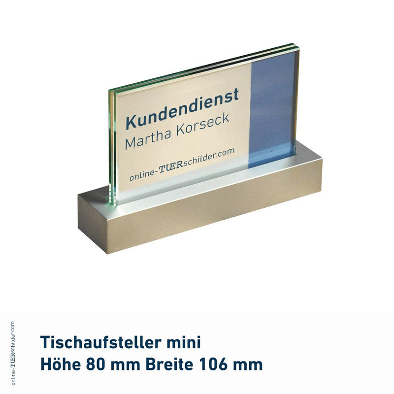 Tischaufsteller Veddel - Scheiben aus ESG, Halter aus massivem Aluminium 2
