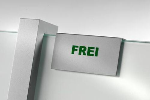 Frei besetzt Schilder als Clip - aus massivem, silber mattem Aluminium 2