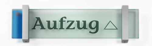 Elegante Wegweiser / Türschilder Veddel - Scheiben aus ESG, Halter aus Aluminium Etagenwegweiser Büro Veddel - Wegweiser Online - Türschilder, Türschilder vom Profi. 106x421mm 