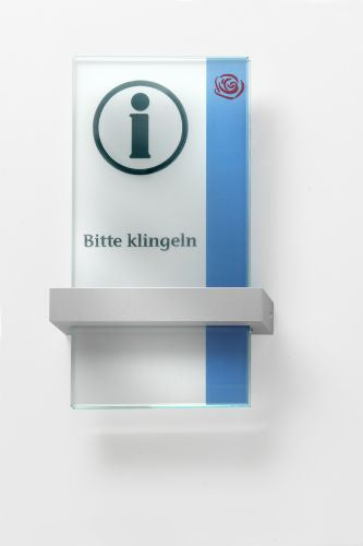 Elegante Wegweiser / Türschilder Veddel - Scheiben aus ESG, Halter aus Aluminium Etagenwegweiser Büro Veddel - Wegweiser Online - Türschilder, Türschilder vom Profi. 