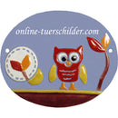Türschild aus Keramik Rote Eule personalisiert Türschild Keramik Rote Eule  Hellblau 
