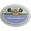 Familienschild aus Keramik Motiv Haus mit Gartentor und Mauer Größe 23,5 x 17 cm (BxH) personalisiert