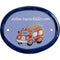 Türschild aus Keramik Feuerwehrauto personalisiert  Hellblau 