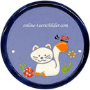 Türschild aus Keramik Katze mit Ball personalisiert Türschild Keramik Katze mit Ball  Hellblau 