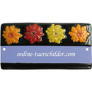 Türschild aus Keramik Blüten mit scharzem Rand personalisiert Türschild Keramik  Hellblau 