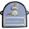 Familienschild aus Keramik Einhorn, schwarzer Rand Größe 14 x 12 cm (BxH) personalisiert