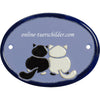 Keramikschild Schwarz weißes Katzenpaar Größe 9,5 x 7,5 cm (BxH) personalisiert