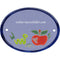 Türschild aus Keramik Wurm und Apfel personalisiert Türschild Keramik  Hellblau 