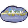 Familienschild aus Keramik Drei Vögel auf einem Ast Größe 22 x 14 cm (BxH) personalisiert