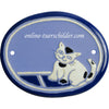 Familienschild aus Keramik Weisse Katze Größe 12 x 9 cm (BxH) personalisiert