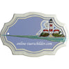 Familienschild aus Keramik Motiv Rot-weißer Leuchturm Größe 17,5 x 11,5 cm (BxH) personalisiert