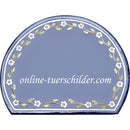 Türschild aus Keramik Blanko Türschild mit Blüten außen personalisiert Keramikschild Hellblau 