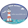 Keramikschild Leuchtturm und "Hier wohnt" Größe 23,5 x 17,2 cm (BxH) personalisiert