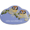 Keramikschild Nest und zwei Eulen Größe 19 x 12 cm (BxH) personalisiert